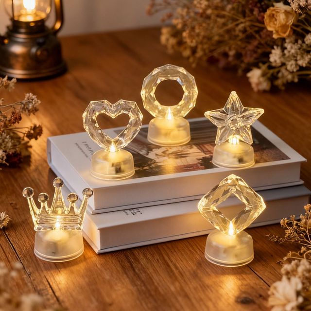 LED Flameless Candle Light Heart Star Crown Windproof Battery Operated Multi-Shape Wholesale Birthday Wedding Bar Party Decor