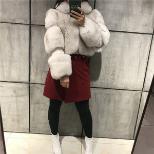 Giacca nera in morbida pelliccia di volpe calda invernale da <span class=keywords><strong>donna</strong></span> cappotto naturale in vera pelliccia di volpe - Product Image 4