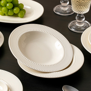 Assiette en porcelaine élégante pour steak, pâtes, <span class=keywords><strong>petit</strong></span>-déjeuner, dessert, vaisselle de table en céramique pour la maison <span class=keywords><strong>et</strong></span> l'hôtel, ensemble de bols blancs - Product Image 5