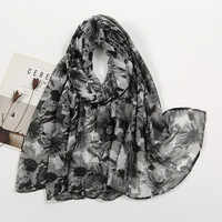 Nouveau Voile Tendance pour Femme, Longue Écharpe Pashmina Imprimée Feuilles, Hijab pour Musulmanes, Idéal Printemps