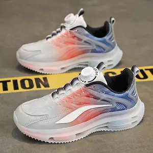 Men's sports leisure glow-in-the-dark trend button shoes running air cushion cushioning increase