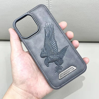 Funda de teléfono con águila en relieve de cuero TPU 3D de lujo personalizada para iPhone 17 Plus 16 15 14 13 12 11 Pro Max