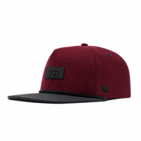 Premium OEM gepersonaliseerde wijnrode flat brim rope hat groothandel gestructureerde 5-panel streetwear snapback baseball cap voor heren
