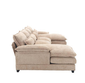 Ensemble de canapés en U de luxe moderne italien, en tissu velours léger de style nordique, design épuré pour la maison, le salon, l'appartement, les hôtels et les centres commerciaux - Product Image 5