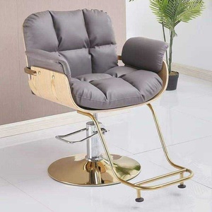 Black Padded Barber Chair Salon Styling Chair Swivel Salon Furniture with Side Support and Footrest - Product Image 3