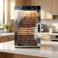 Deshidratador de Alimentos Comercial para Hoteles, 18 Bandejas, 1100W, Ventilador Doble, Bandejas de Acero Inoxidable, Control de Temperatura de 30 a 90 Grados C, Temporizador de 48 Horas, para Carne, Frutas, Hierbas