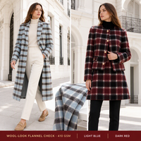 Tissu en flanelle de laine teinte 410 GSM à carreaux pour vestes, châles, manteaux et costumes pour garçons - Type de fil peigné