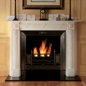 Chimenea de mármol blanco moderna, <span class=keywords><strong>chimeneas</strong></span> eléctricas independientes talladas y de diseño simple, piedra refinada - Product Image 4