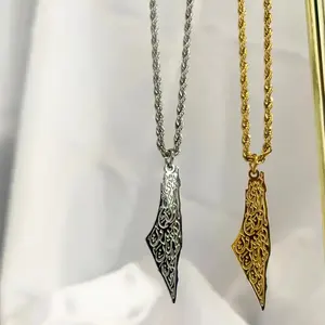 Stainless Steel 18K Gold Plated Fine Necklace Jewelry Dainty Designer Islamic Script Mountains Pendant Necklace