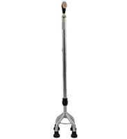 Canne quadruple en aluminium réglable en hauteur avec pieds en caoutchouc et cordon de sécurité pour personnes âgées