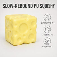 Jouets sensoriels anti-stress en mousse PU en forme de bloc de fromage, à remontée lente, super doux, à texture croquante, à rebond lent, pour ASMR