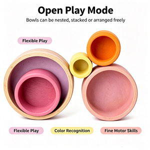 Montessori Spielzeug-Bol en bois empilable arc-en-ciel juguetes para los ninos-Autres jouets éducatifs classiques pour enfants - Product Image 5