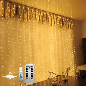 LED Warm White Window Curtain String Light Wedding Party Garden Bedroom copper wire string Indoor Decoration Light