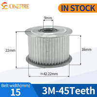 Imprimante jet d'encre S2M 135T+3M 45T avec grande poulie et petite poulie 3M 45T, alésage 9 mm (avec roulement) pour courroie de 15 mm de largeur, en stock