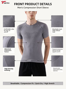 TIMETEX Vorrätige Kompressions-Shirts aus Nylonmaterial Eng Anliegende Freizeit-Workout-Sport-Muskel-Bodybuilding-T-Shirts für Männer - Product Image 4