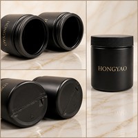 Pot cosmétique vide en plastique HDPE avec couvercle à vis, noir mat, pour crème, rechargeable, emballage pour soins de la peau