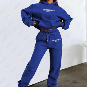 Sudadera con capucha unisex personalizada para mujer, chándal con diseño de cremallera, conjunto de Jogger de algodón 100%, sudaderas con capucha estampadas de invierno y conjuntos de sudadera con logotipo - Product Image 2