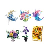 Blocs de construction Moon Flower 900+ pièces, bouquet en forme de croissant, décoration murale, cadeau pour adultes de 8 ans et plus