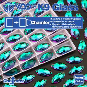 VDD Navette 9x18mm 36 pièces, strass à coudre en verre K9 de qualité supérieure, couleur Héliotrope, à dos plat pour la décoration de vêtements - Product Image 2