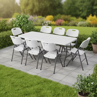 Ensemble de table et de chaises pliantes en plastique blanc de haute qualité pour les événements, location de fête de jardin, 6 pieds, balcon, durable, HDPE, banquet, tréteau