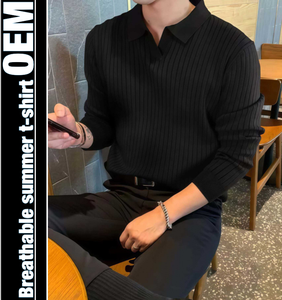 Polo <span class=keywords><strong>de</strong></span> Cuello <span class=keywords><strong>en</strong></span> V para Hombre, Camiseta <span class=keywords><strong>de</strong></span> Golf <span class=keywords><strong>de</strong></span> Poliéster Ajustada <span class=keywords><strong>de</strong></span> <span class=keywords><strong>Manga</strong></span> Corta o Larga, Camiseta Suave <span class=keywords><strong>de</strong></span> Punto Acanalado - Product Image 4