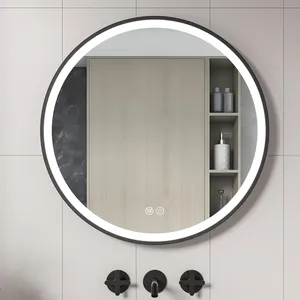 Espejo de baño LED redondo inteligente antivaho Ip44 al por mayor espejo de tocador de baño táctil iluminado con luces