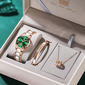 Montre à quartz pour femme, design rose, marque de luxe 3606, bracelet en céramique et acier inoxydable, classique, pour le poignet - Product Image 6