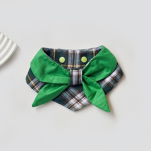 <span class=keywords><strong>Bandana</strong></span> triangulaire à carreaux verts avec nœud papillon pour chiens et chats – Accessoire de cou mignon et tendance - Product Image 5