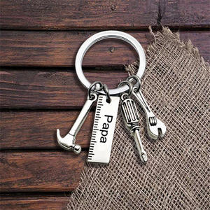 Ychon bricolage en gros porte-clés en métal personnalisé papa Papa grand-père <span class=keywords><strong>oncle</strong></span> cadeaux de fête des pères petite règle tournevis trousse à outils pendentif - Product Image 2