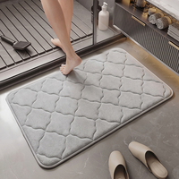 Tapis de salle de bain en mousse à mémoire de forme matelassée de qualité supérieure, séchage rapide, antidérapant, motif quadrillé, en polyester, lavable, pour entrée et couloir