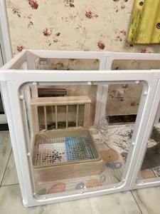 Clôture pour chien de petite et moyenne taille transparente <span class=keywords><strong>2026</strong></span>, <span class=keywords><strong>cage</strong></span> pour animaux de compagnie d'intérieur avec fermeture à bouton, fonction anti-évasion, en plastique et verre - Product Image 2