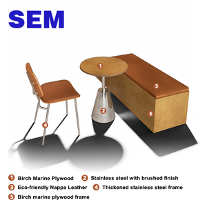 Sofás de Madera Maciza SEM para Cafetería, Juego de Mesa <span class=keywords><strong>y</strong></span> Sillas de Acero Inoxidable <span class=keywords><strong>y</strong></span> Madera Contrachapada Marina para Restaurante/<span class=keywords><strong>Bar</strong></span> - Product Image 3