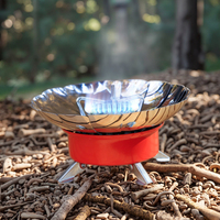 Réchaud à gaz pliable en métal pour l'extérieur avec design coupe-vent à 8 déflecteurs, allumage automatique écologique pour toutes les saisons, utilisation en camping