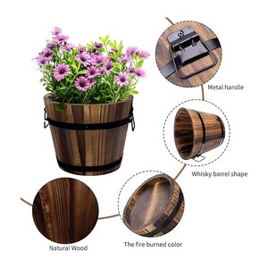 Bằng Gỗ Whiskey Thùng Trồng Mộc Mạc Hoa Trồng Chậu Container Cho Trong Nhà Ngoài Trời Vườn Nhà - Product Image 3