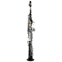 Bb Straight Soprano Saxophone Adjustable Bakelite Head Black Nickel Plated Body Silver Plated Keys Professional Woodwind