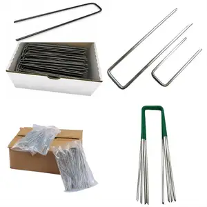 Galvanized Metal U Shape Garden Peg Ground Nail For Greenhouse Film Shade Net Insect Net Tent Fixed Stakes