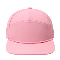 Casquette de baseball perforée à sept panneaux, visière plate, en polyester, protection solaire, respirante, décontractée, pour l'extérieur, logo personnalisé
