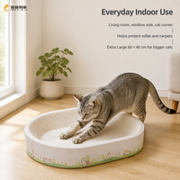 Lit grattoir pour chat en carton ondulé écologique, ovale, résistant à l'usure, pour animaux de compagnie, à intérieur