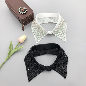 Col amovible Peter Pan en perles, faux col chemise avec <span class=keywords><strong>boutons</strong></span> avant et arrière, accessoire de collier détachable <span class=keywords><strong>pour</strong></span> chemises et robes <span class=keywords><strong>pour</strong></span> femmes - Product Image 2