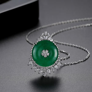 Luoteemi Chinese Ontwerp Luxe Jade Vrouwen Hanger Ketting 40 + 5 Cm Rhodium Plated Ketting Kettingen - Product Image 5