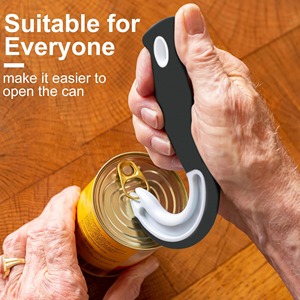 Ouvre-boîtes portable en forme de J à prise facile, outils de cuisine antidérapants pour ouvrir les bocaux, ouvre-couvercles, ouvre-boîtes à anneau, multifonctionnel - Product Image 3