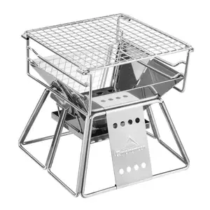 Barbecue pliable en acier inoxydable, à faible teneur en charbon, pour randonnée en plein air, pique-niques, grillades de camping, quantité minimale de commande