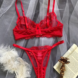 Nouvelle collection romantique pour la Saint-Valentin 2025 : Ensemble de lingerie sexy en dentelle transparente brodée de fleurs pour femmes - Product Image 2