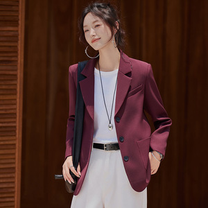 Women's Casual Blazer Black Solid Color Polyester Anti-Wrinkle Spring Autumn Style - Product Image 3