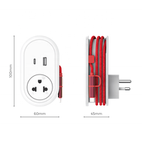 OEM Strip daya disesuaikan IP20 Thailand putih Universal elektronik Adaptor perjalanan pengisi daya USB kabel pengisi daya AC Pria kabel ujung