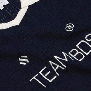 Custom Knitted <strong>Jumper</strong> <strong>Men</strong> Navy Blue Contrast Collar Long Sleeve <strong>Polo</strong> <strong>Jumper</strong> Team Graphic Vintage Soccer Style Knit <strong>Jumper</strong> OEM - Product Image 4