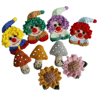 Broche en crochet faite main au design clown mignon, motif champignon et tournesol, ensemble d'artisanat de décoration intérieure de haute qualité