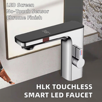 Robinet numérique LED moderne de l'usine HLK, valve en céramique, finition chromée, tactile intelligent sans contact pour évier domestique, vente en gros directe