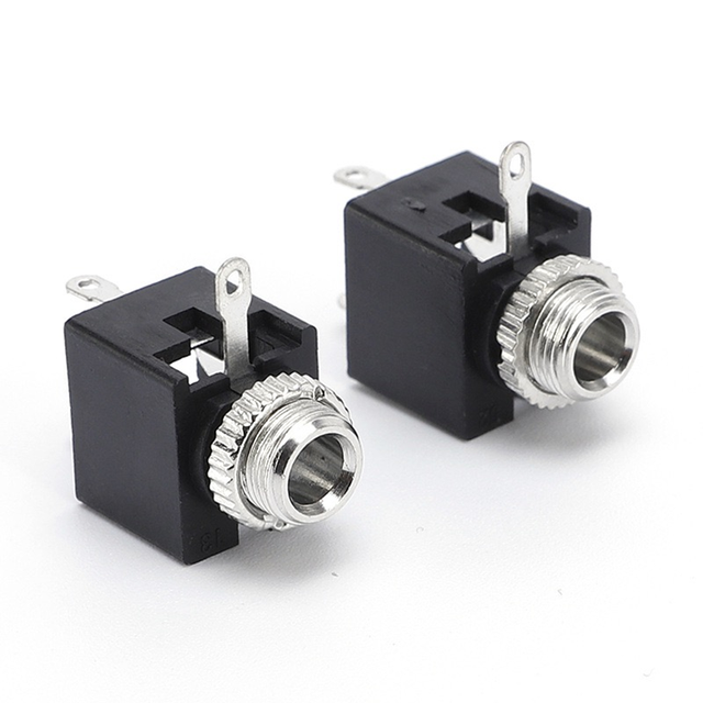 3.5mm Mono Audio Jack PJ-301M, Vertical Threaded Panel Mount Metal Female Connector for Audio and Video
