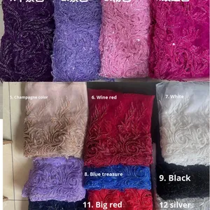 Nuovo Bordo in Pizzo Floreale 3D con Perline di Vetro per Abito da Sposa Velo Uncinetto Fai da Te Accessori di Abbigliamento Produttore all'Ingrosso - Product Image 4